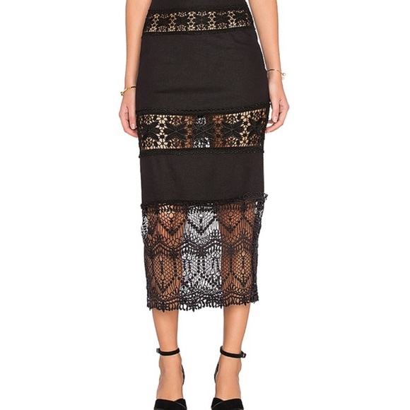 Stone Cold Fox Dresses & Skirts - 🌟HP🌟Stone Cold Fox Linen & Lace Fate Midi Skirt